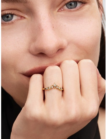 Anillo Pandora Moments Tiara Estrellas Dorado Talla 56 164946C01-56