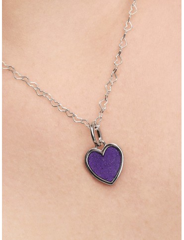 Charm Pandora Moments Colgante Corazón Grabable Morado 735088C02