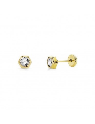 Pendientes Hexágono de Oro...