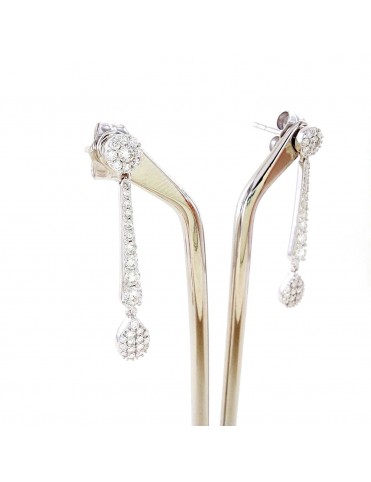 Pendientes Largos de Oro Blanco 18K con Brillantes 0,68 ct 150981268PFB