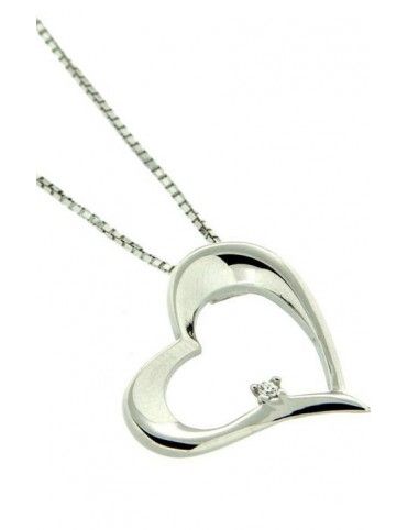 COLLAR PLATA CORAZON CIRCONITAS KU1391/CHAIN