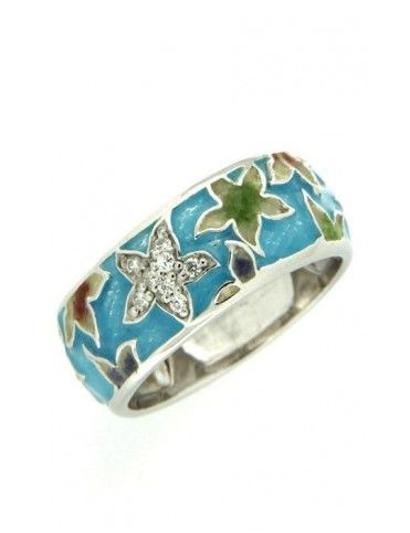 ANILLO SORTIJA PLATA ESMALTE FLORES 1-4831-01