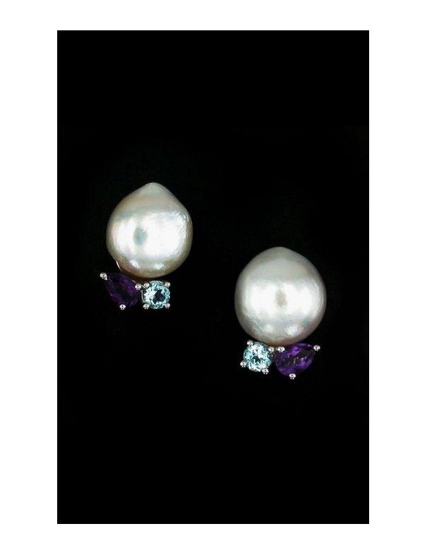 PENDIENTE PLATA CIRCONITAS PERLA PIEDRAS SB09110AM7M