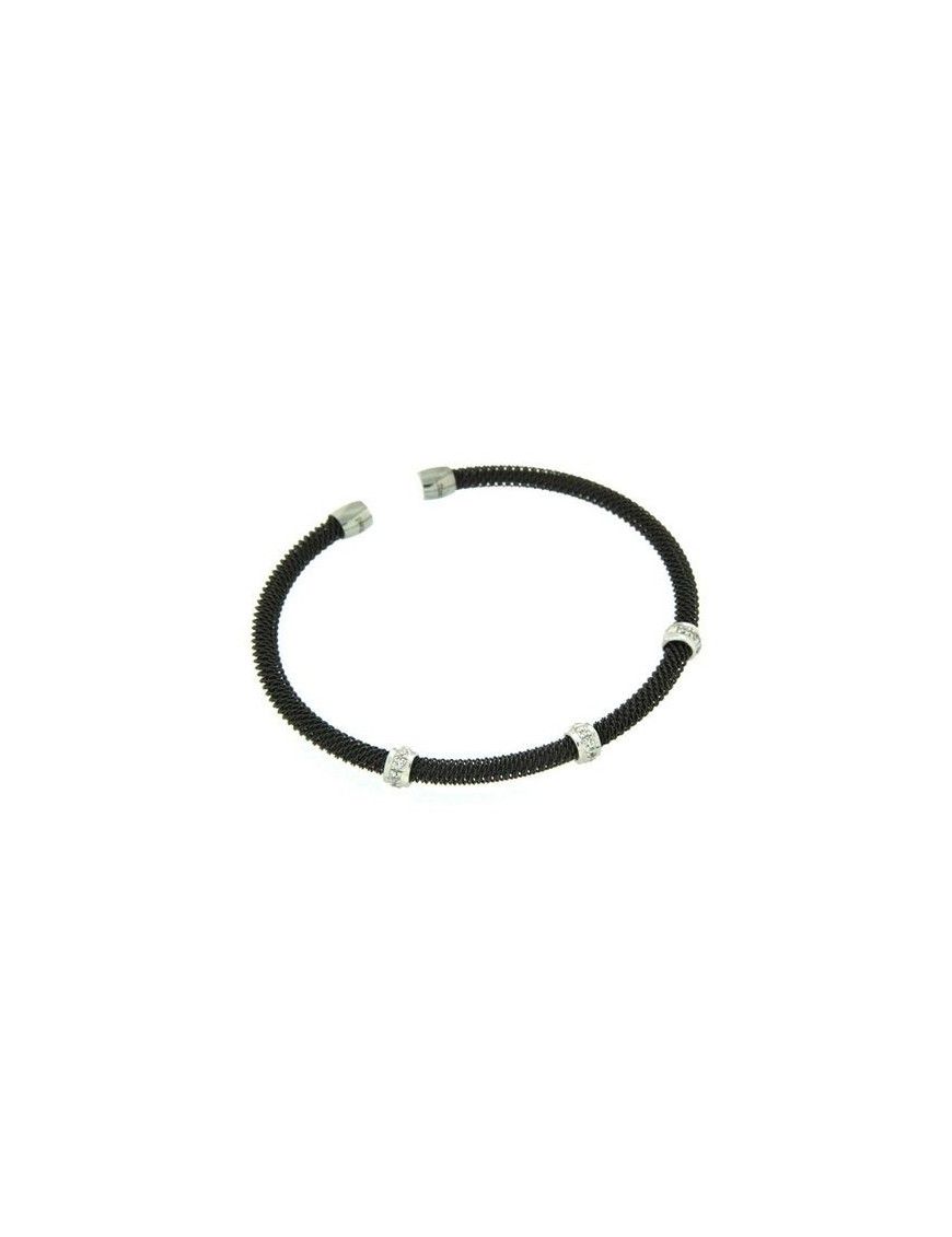 PULSERAS PLATA NEGRA CIRCONITAS BRAGST-015