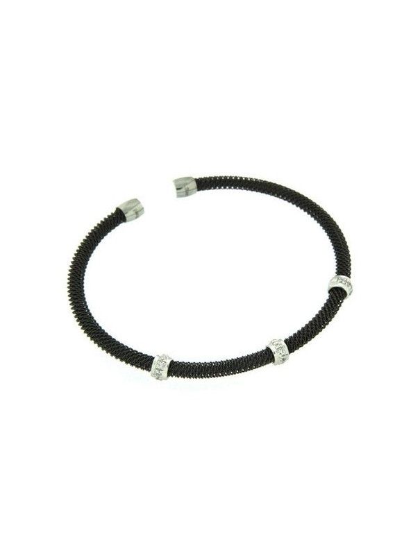 PULSERAS PLATA NEGRA CIRCONITAS BRAGST-015