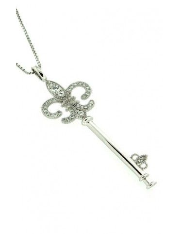 COLLAR PLATA LLAVE CIRCONITAS PV30512W/CHAIN
