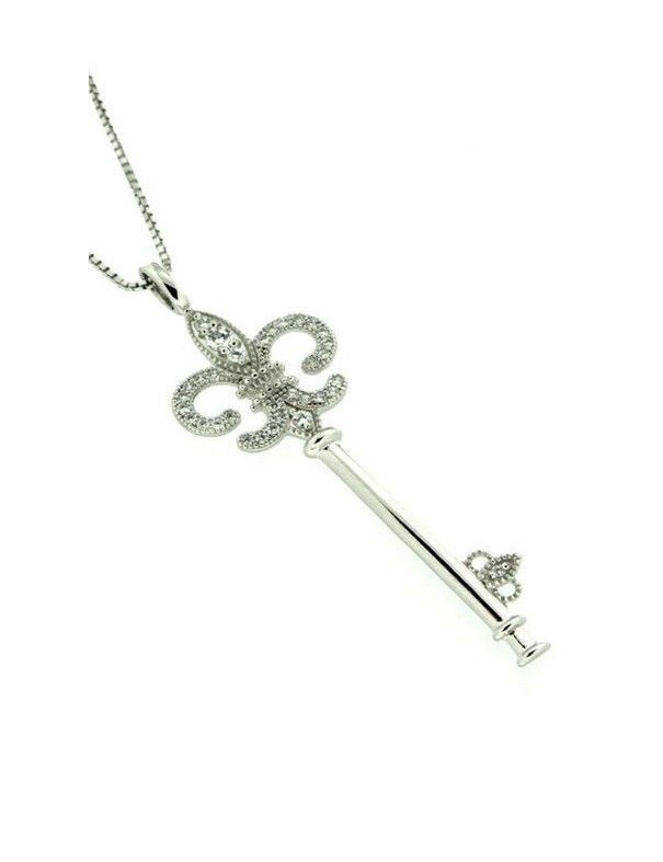 COLLAR PLATA LLAVE CIRCONITAS PV30512W/CHAIN