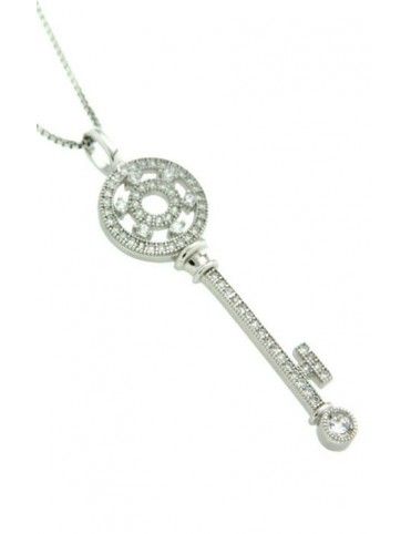 COLLAR PLATA LLAVE 69 CIRCONITAS PV30509W/CHAIN