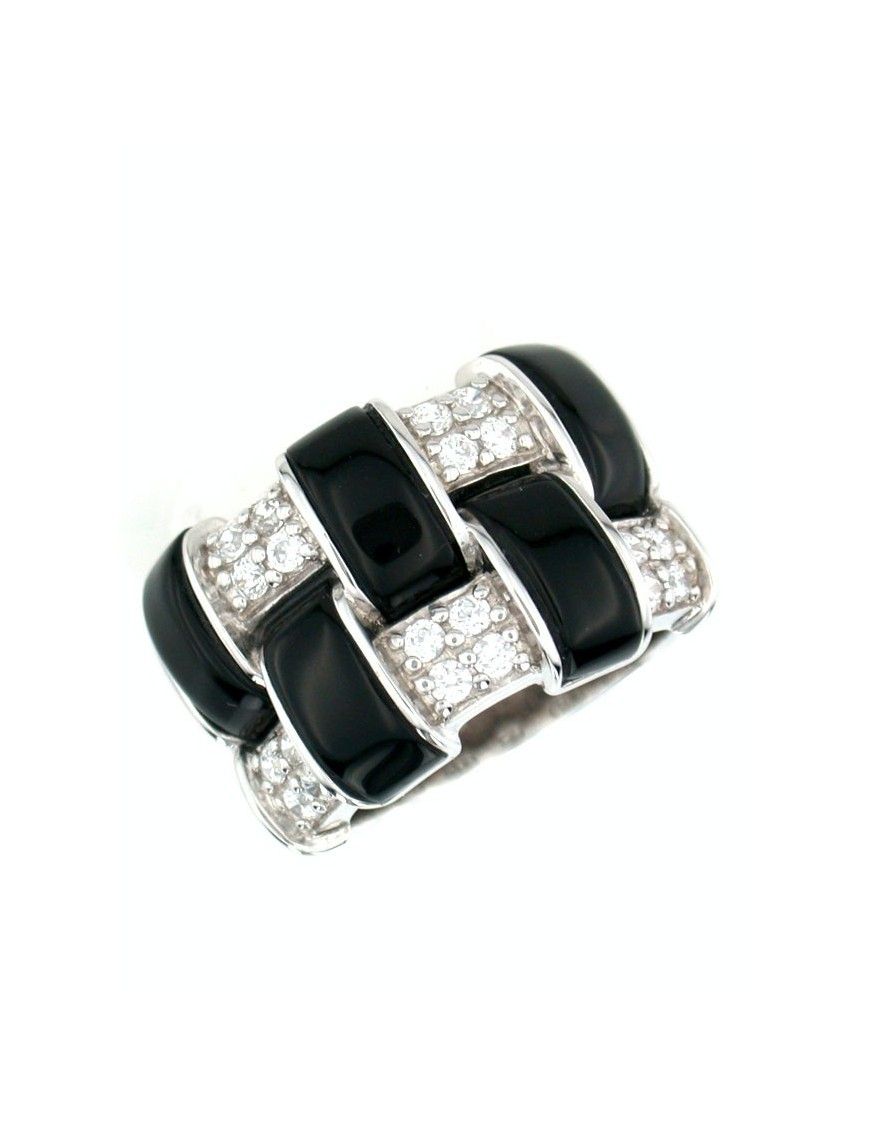 ANILLO SORTIJA PLATA CIRCONITAS ONIX GF-19989