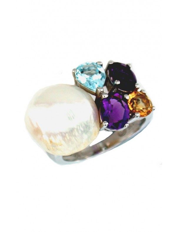ANILLO SORTIJA PLATA CIRCONITAS PIEDRAS PERLA SR080492AM/MU1
