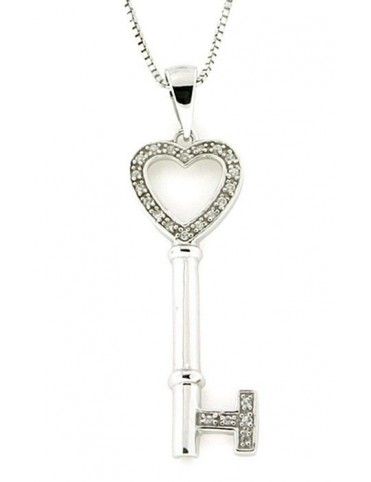 COLLAR PLATA LLAVE CIRCONITAS MUJER PS4133/CHAIN