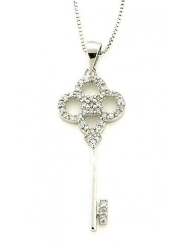 COLLAR PLATA LLAVE CIRCONITAS MUJER PS4484/CHAIN