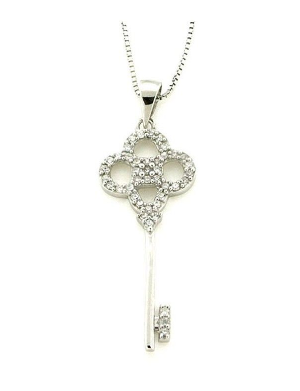 COLLAR PLATA LLAVE CIRCONITAS MUJER PS4484/CHAIN
