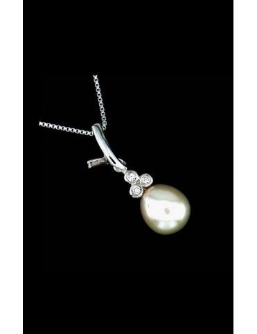 COLLAR PLATA CIRCONITAS PERLA WY247P01