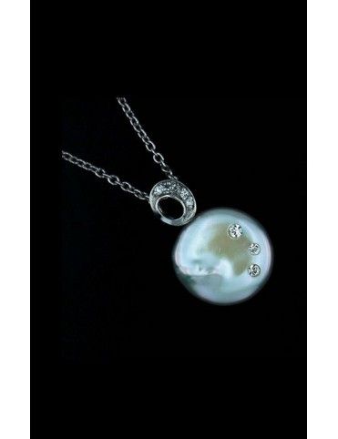 COLLAR PLATA CIRCONITAS PERLA PS3049