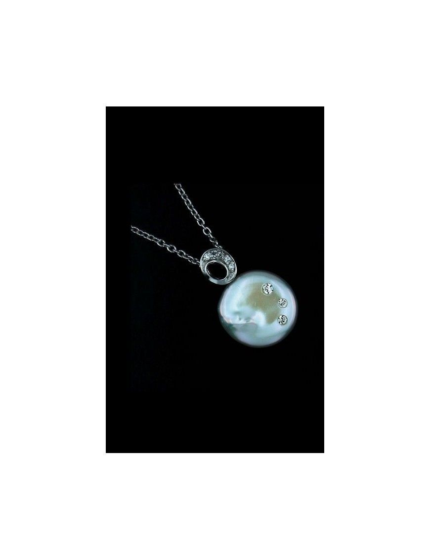 COLLAR PLATA CIRCONITAS PERLA PS3049