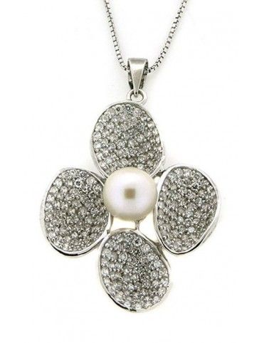 COLLAR PLATA PERLA CIRCONITAS PS4680PE/CHAIN