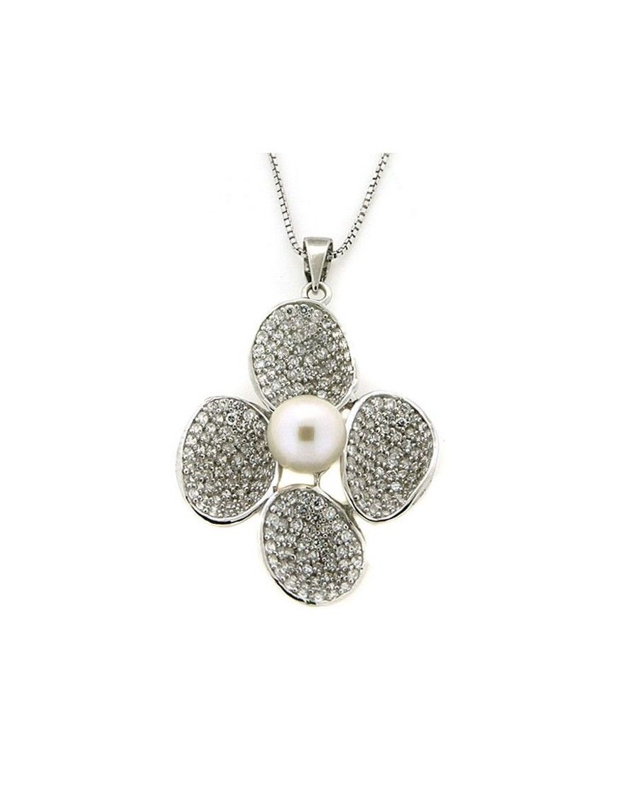 COLLAR PLATA PERLA CIRCONITAS PS4680PE/CHAIN