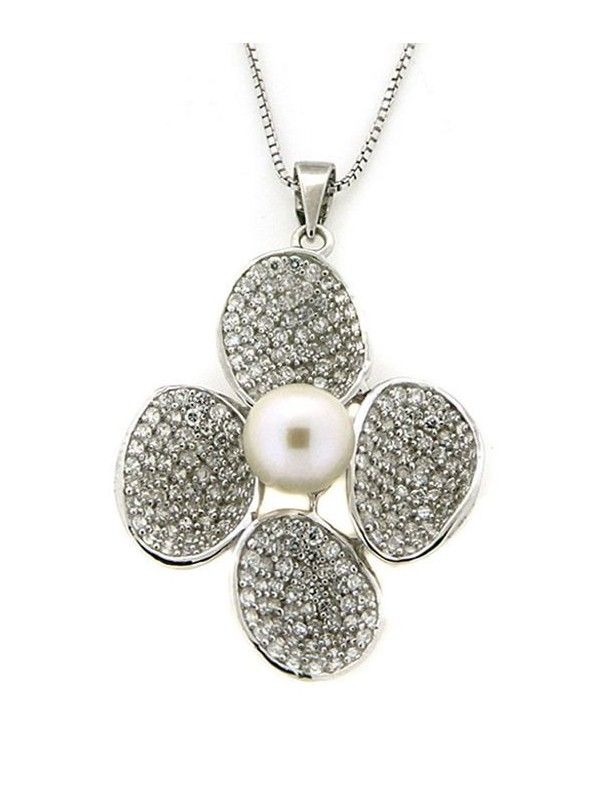 COLLAR PLATA PERLA CIRCONITAS PS4680PE/CHAIN