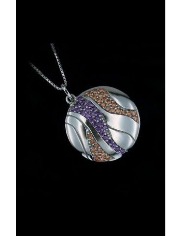 COLLAR PLATA CIRCONITAS AMATISTAS P9044/CHAIN