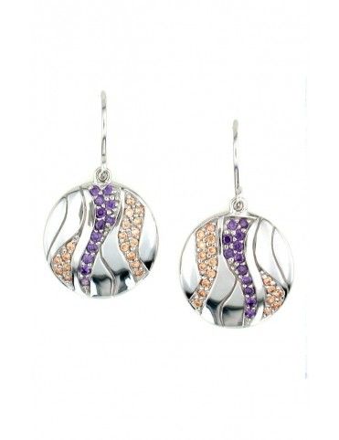 PENDIENTE PLATA CIRCONITAS AMATISTAS E12996