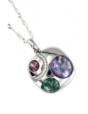 COLLAR PLATA CIRCONITAS ESMERALDA LAVANDA GF-29716/SN40-45
