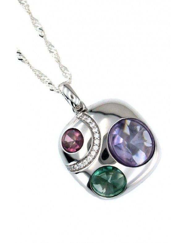 COLLAR PLATA CIRCONITAS ESMERALDA LAVANDA GF-29716/SN40-45