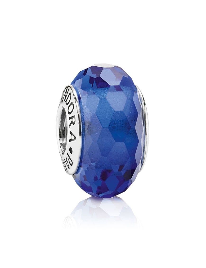 Charm Pandora Plata Murano Facetado Azul 791067