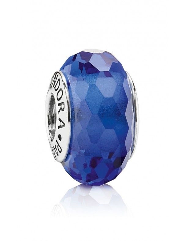 Charm Pandora Plata Murano Facetado Azul 791067