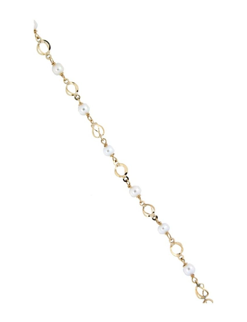 PULSERA ORO 9K PERLAS BEBE K9-W637