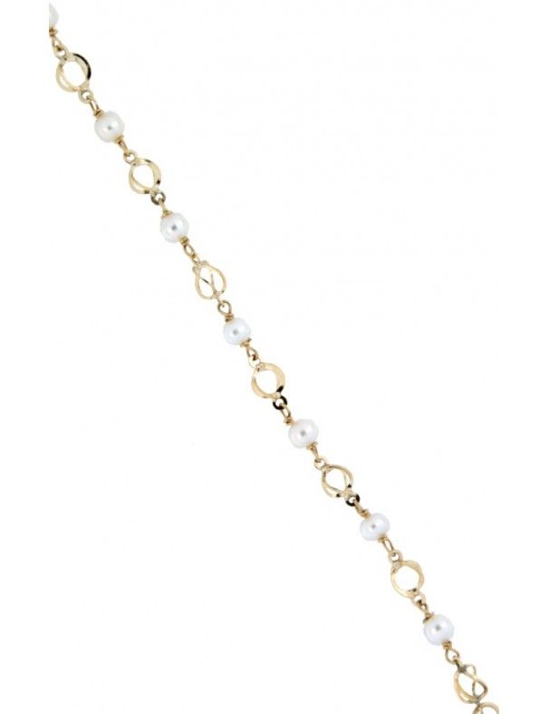 PULSERA ORO 9K PERLAS BEBE K9-W637