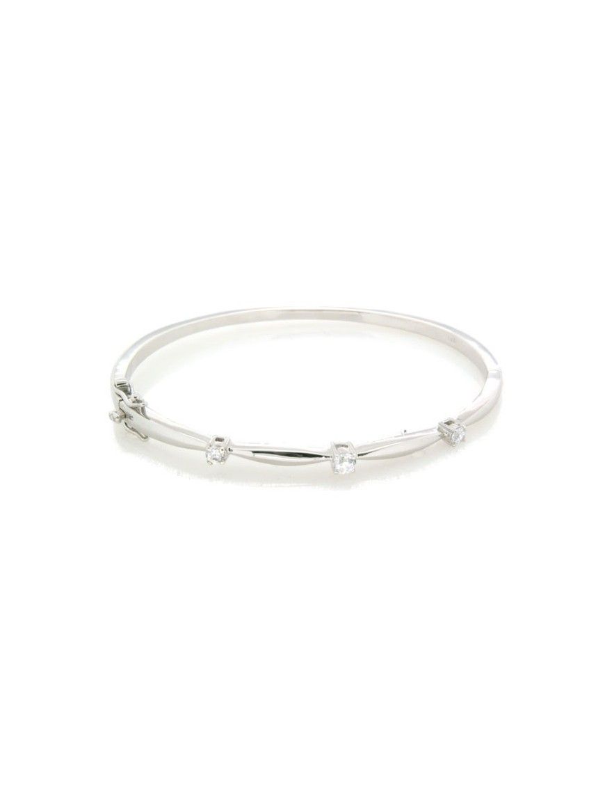 PULSERA PLATA 1/2 CAÑA Y CIRCONITAS MUJER BG7114WCZ