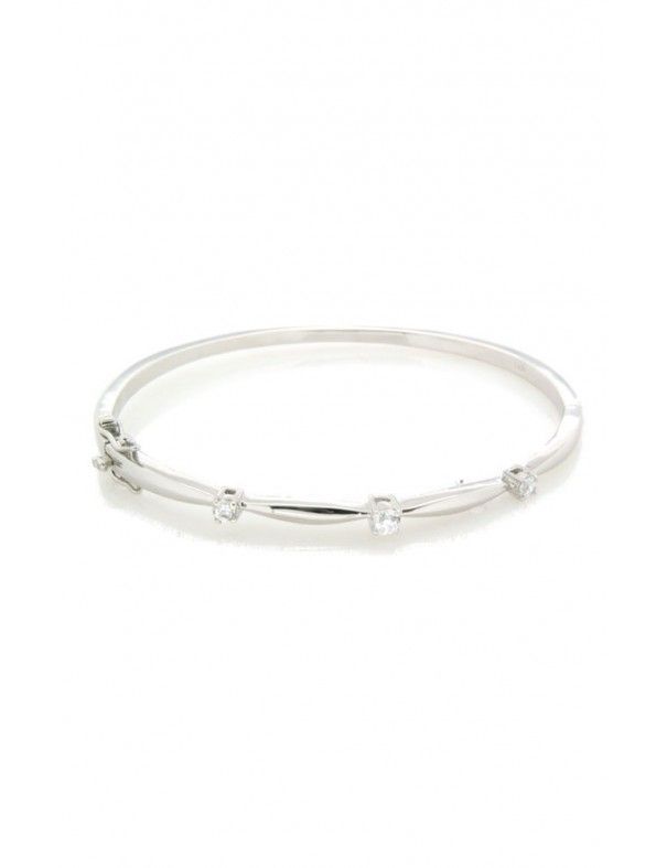 PULSERA PLATA 1/2 CAÑA Y CIRCONITAS MUJER BG7114WCZ