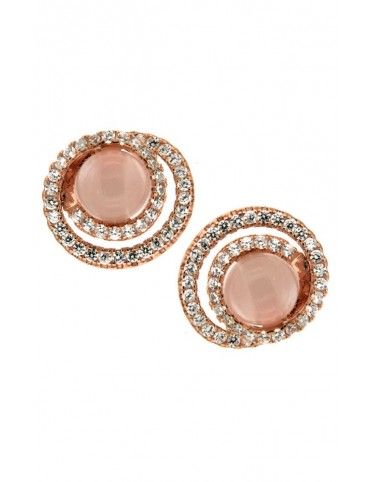 PENDIENTES PLATA CHAPADA ROSA MUJER CIRCONITA E0293