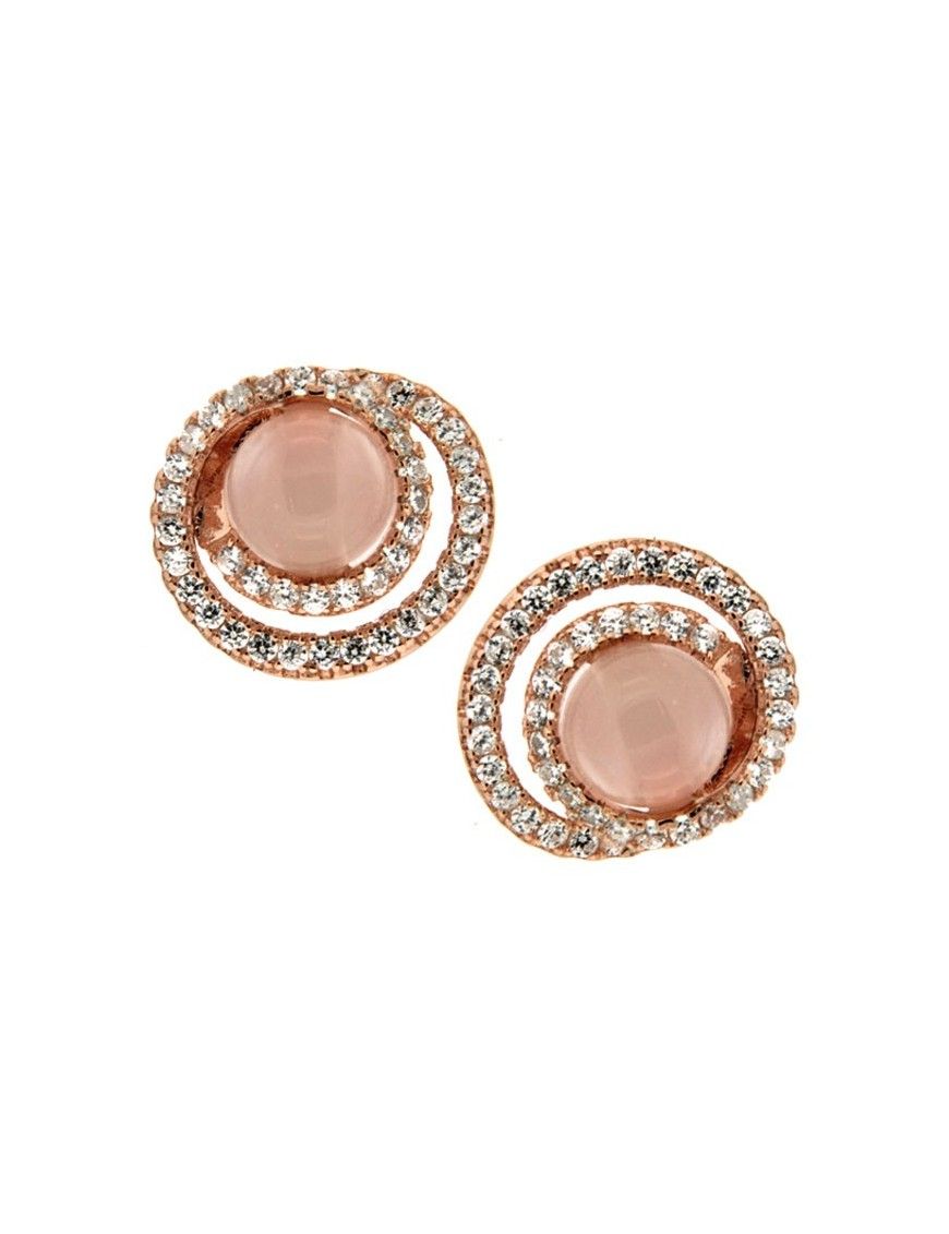 PENDIENTES PLATA CHAPADA ROSA MUJER CIRCONITA E0293