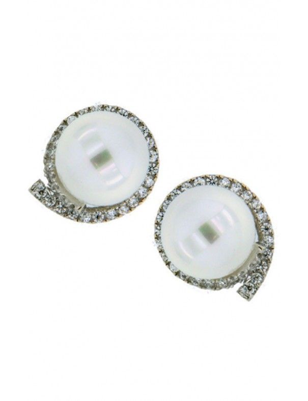 PENDIENTES PLATA PERLA Y CIRCONITA XJT-0067-E