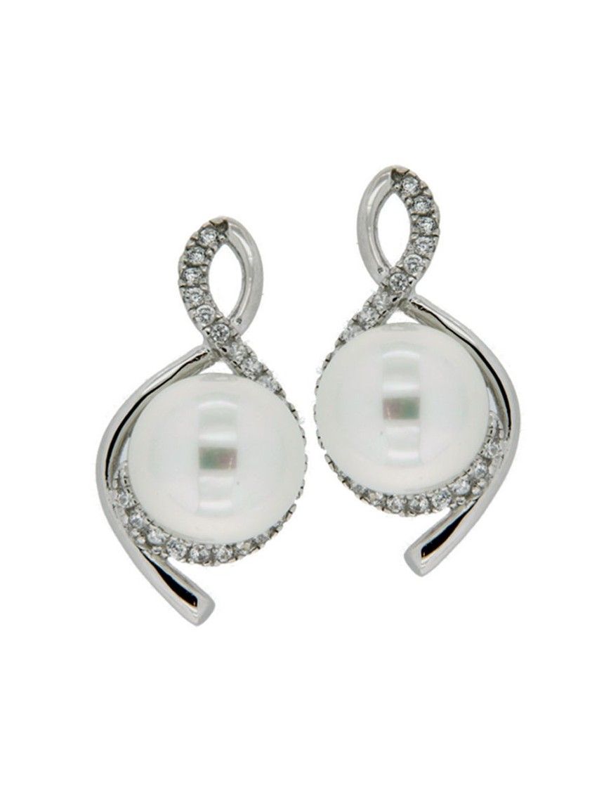 PENDIENTES PLATA PERLA Y CIRCONITA XJT-0072-E