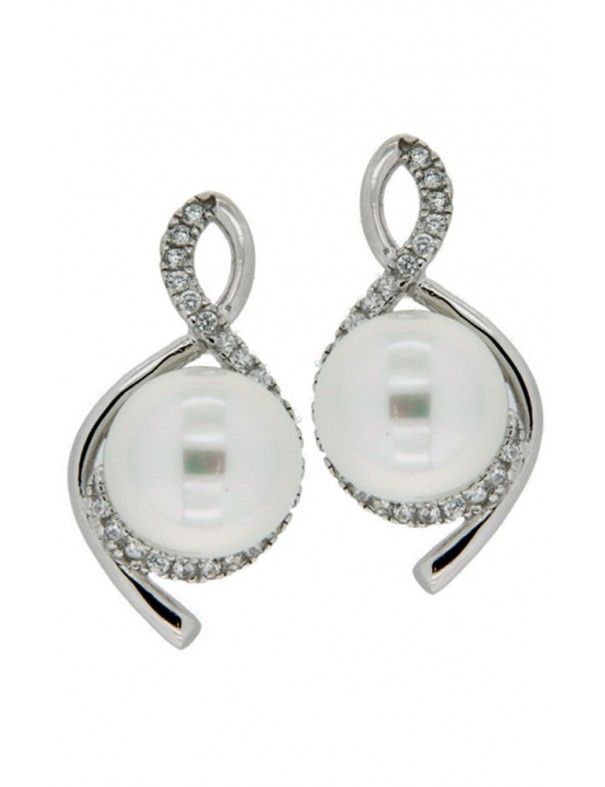 PENDIENTES PLATA PERLA Y CIRCONITA XJT-0072-E